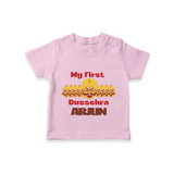 Good Always Wins My First Dussehra Tshirt | Personalized Baby Outfit - BABY PINK - 0-5 Months Old (Chest 17")