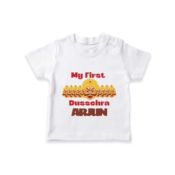 Good Always Wins My First Dussehra Tshirt | Personalized Baby Outfit - WHITE - 0-5 Months Old (Chest 17")