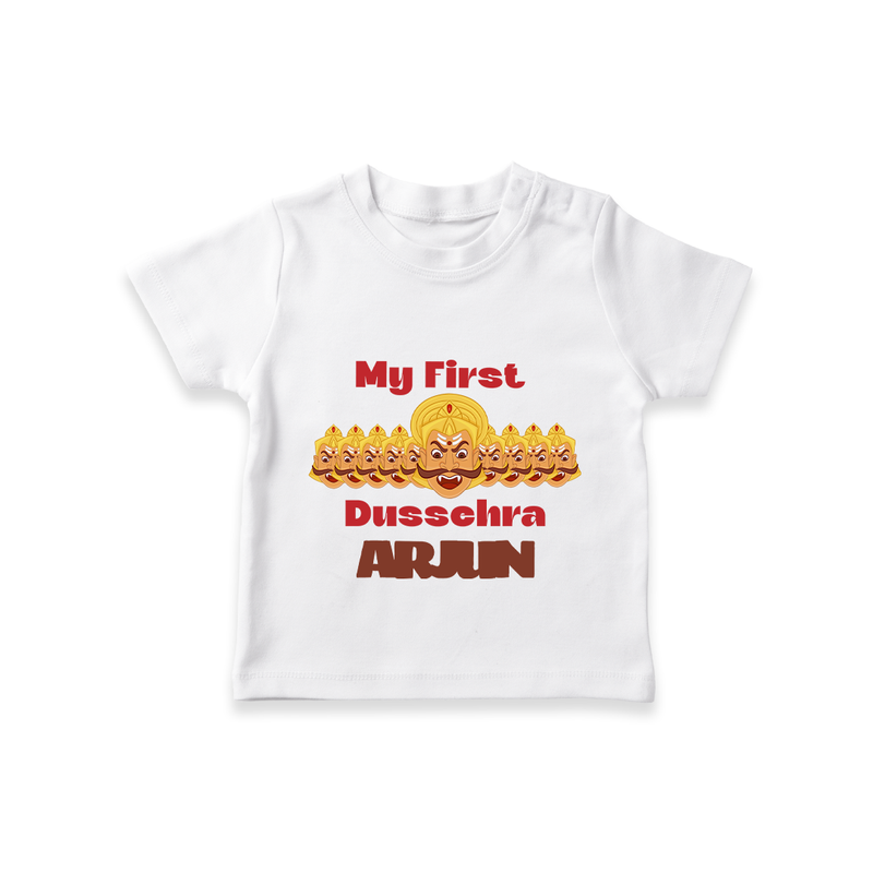 Good Always Wins My First Dussehra Tshirt | Personalized Baby Outfit - WHITE - 0-5 Months Old (Chest 17")