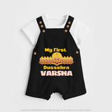 Good Always Wins My First Dussehra Dungaree Set | Personalized Baby Outfit - BLACK - 0 - 5 Months Old (Chest 18")