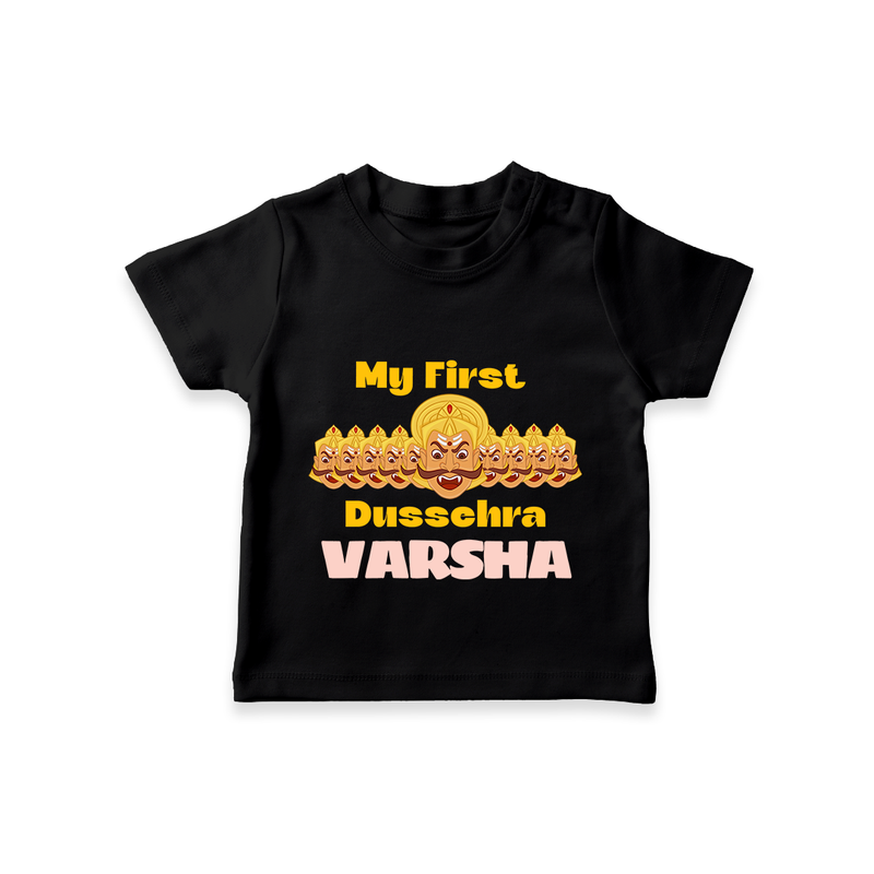 Good Always Wins My First Dussehra Tshirt | Personalized Baby Outfit - BLACK - 0-5 Months Old (Chest 17")