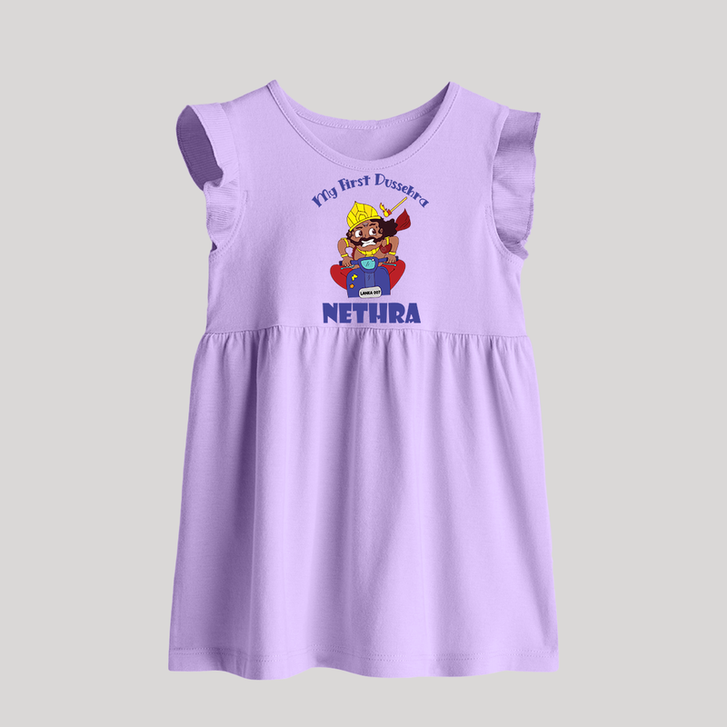 Tiny Festival Hero My First Dussehra Baby Frock | Custom Baby Frock - LILAC - 0 - 3 Months Old (Chest 17")