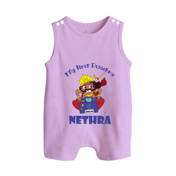 Tiny Festival Hero My First Dussehra Romper Suit | Custom Baby Romper Suit - LILAC - 0 - 5 Months Old (Chest 18")