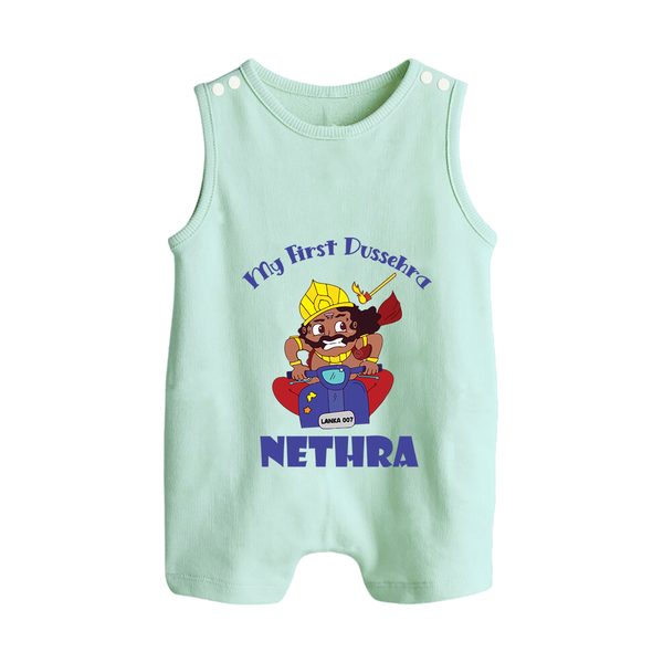 Tiny Festival Hero My First Dussehra Romper Suit | Custom Baby Romper Suit - MINT GREEN - 0 - 5 Months Old (Chest 18")