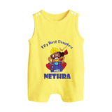 Tiny Festival Hero My First Dussehra Romper Suit | Custom Baby Romper Suit - PASTEL YELLOW - 0 - 5 Months Old (Chest 18")