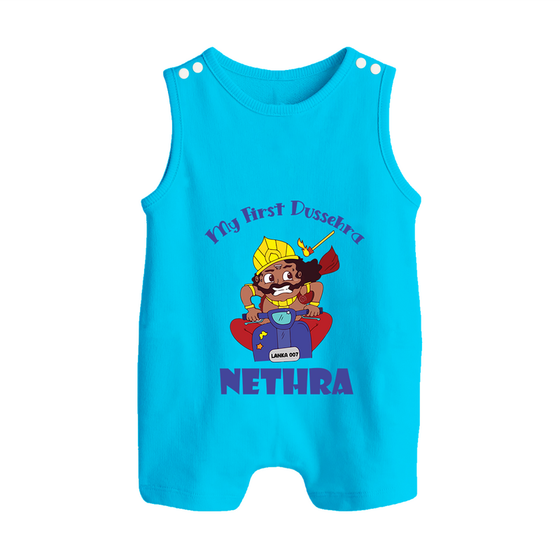 Tiny Festival Hero My First Dussehra Romper Suit | Custom Baby Romper Suit - SKY BLUE - 0 - 5 Months Old (Chest 18")