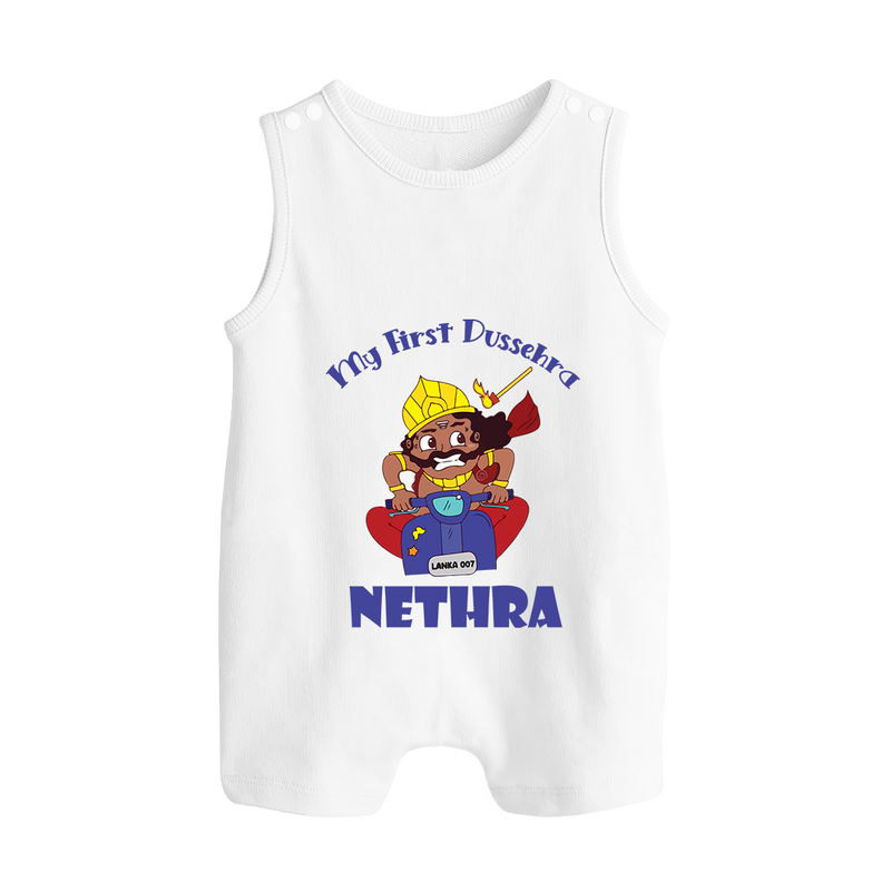 Tiny Festival Hero My First Dussehra Romper Suit | Custom Baby Romper Suit - WHITE - 0 - 5 Months Old (Chest 18")