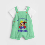 Tiny Festival Hero My First Dussehra Dungaree Set | Custom Baby Dungaree Set - GREEN - 0 - 5 Months Old (Chest 18")