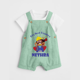 Tiny Festival Hero My First Dussehra Dungaree Set | Custom Baby Dungaree Set - MINT GREEN - 0 - 5 Months Old (Chest 18")