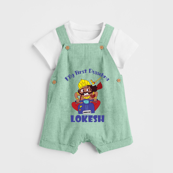 My First Dussehra Ten Heads Triumph Dungaree - MINT GREEN - 0 - 5 Months Old (Chest 18")