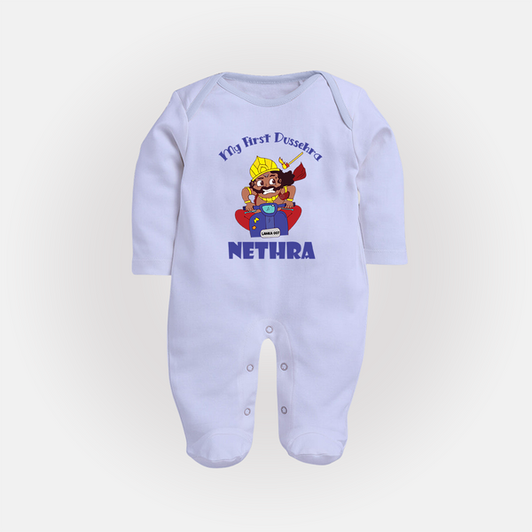 Tiny Festival Hero My First Dussehra Sleep Suit | Custom Baby Sleep Suit - BABY BLUE - New Born (Chest 7.5")
