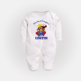 My First Dussehra Ten Heads Triumph Full Body Suit - WHITE - New Born (Chest 7.5")