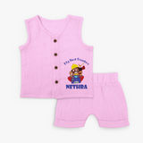 Tiny Festival Hero My First Dussehra Jabla Set | Custom Baby Jabla Set - BABY PINK - 0 - 3 Months Old (Chest 9.8")