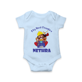 Tiny Festival Hero My First Dussehra Romper | Custom Baby Romper - BABY BLUE - New Born (Chest 14")