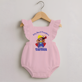 My First Dussehra Ten Heads Triumph Romper frock - BABY PINK - 0 - 3 Months Old (Chest 19")