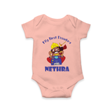 Tiny Festival Hero My First Dussehra Romper | Custom Baby Romper - PEACH - New Born (Chest 14")
