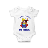 Tiny Festival Hero My First Dussehra Romper | Custom Baby Romper - WHITE - New Born (Chest 14")