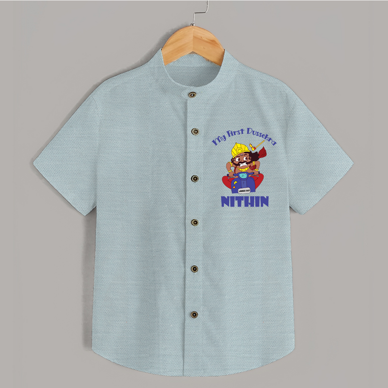 Tiny Festival Hero My First Dussehra Shirt | Custom Baby Shirt - ARCTIC BLUE - 0 - 6 Months Old (Chest 23")