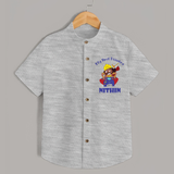 Tiny Festival Hero My First Dussehra Shirt | Custom Baby Shirt - GREY - 0 - 6 Months Old (Chest 23")
