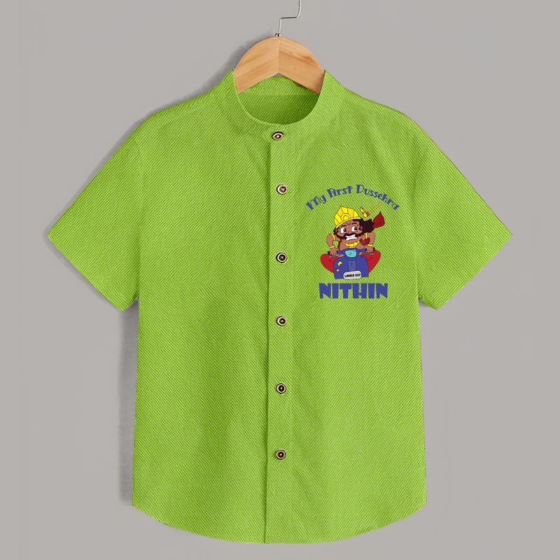 Tiny Festival Hero My First Dussehra Shirt | Custom Baby Shirt - LIME GREEN - 0 - 6 Months Old (Chest 23")