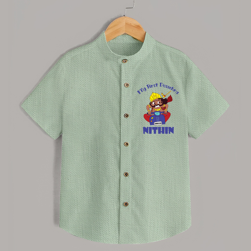 Tiny Festival Hero My First Dussehra Shirt | Custom Baby Shirt - MINT GREEN - 0 - 6 Months Old (Chest 23")