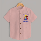 Tiny Festival Hero My First Dussehra Shirt | Custom Baby Shirt - PEACH - 0 - 6 Months Old (Chest 23")