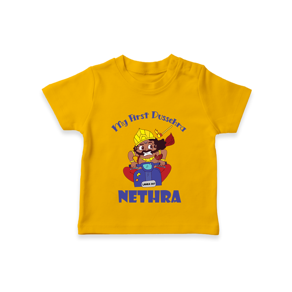 Tiny Festival Hero My First Dussehra Tshirt | Custom Baby Tshirt - CHROME YELLOW - 0-5 Months Old (Chest 17")
