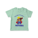 Tiny Festival Hero My First Dussehra Tshirt | Custom Baby Tshirt - MINT GREEN - 0-5 Months Old (Chest 17")