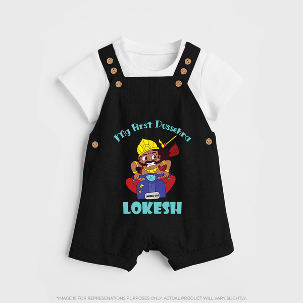 My First Dussehra Ten Heads Triumph Dungaree - BLACK - 0 - 5 Months Old (Chest 18")