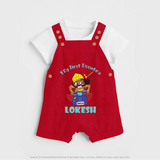 My First Dussehra Ten Heads Triumph Dungaree - RED - 0 - 5 Months Old (Chest 18")