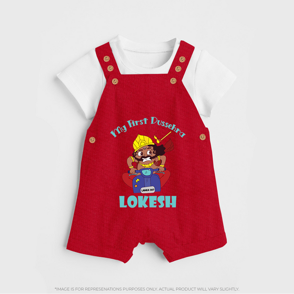 My First Dussehra Ten Heads Triumph Dungaree - RED - 0 - 5 Months Old (Chest 18")