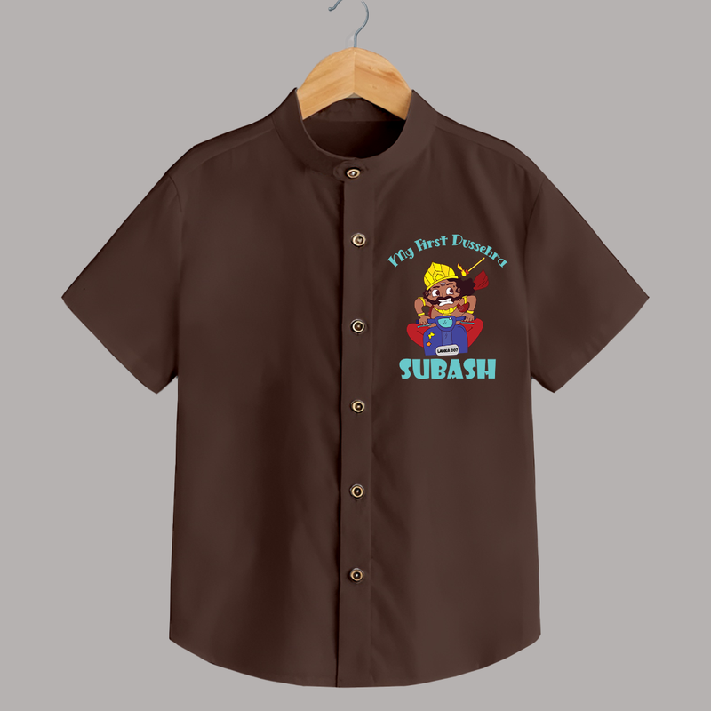 Tiny Festival Hero My First Dussehra Shirt | Custom Baby Shirt - CHOCOLATE BROWN - 0 - 6 Months Old (Chest 23")