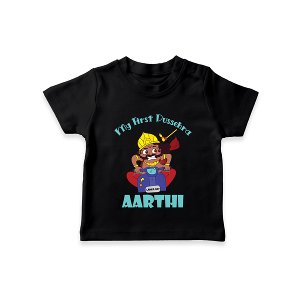 Tiny Festival Hero My First Dussehra Tshirt | Custom Baby Tshirt - BLACK - 0-5 Months Old (Chest 17")