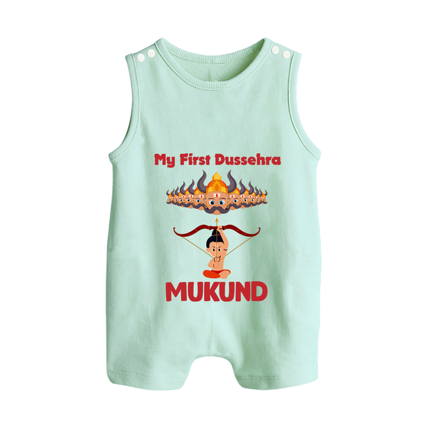 My First Dussehra Lanka Battle Button Romper - MINT GREEN - New Born (Chest 18")