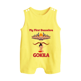 Arrow of Goodness My First Dussehra Romper Suit | Custom Festival Baby Romper Suit - PASTEL YELLOW - 0 - 5 Months Old (Chest 18")