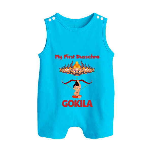 Arrow of Goodness My First Dussehra Romper Suit | Custom Festival Baby Romper Suit - SKY BLUE - 0 - 5 Months Old (Chest 18")