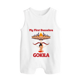 Arrow of Goodness My First Dussehra Romper Suit | Custom Festival Baby Romper Suit - WHITE - 0 - 5 Months Old (Chest 18")