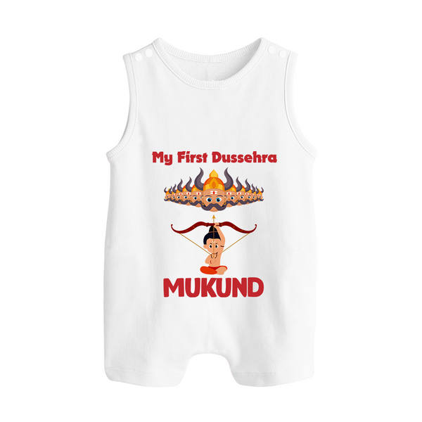 My First Dussehra Lanka Battle Button Romper - WHITE - New Born (Chest 18")