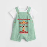 Arrow of Goodness My First Dussehra Dungaree Set | Custom Festival Baby Dungaree Set - MINT GREEN - 0 - 5 Months Old (Chest 18")