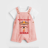 Arrow of Goodness My First Dussehra Dungaree Set | Custom Festival Baby Dungaree Set - PEACH - 0 - 5 Months Old (Chest 18")