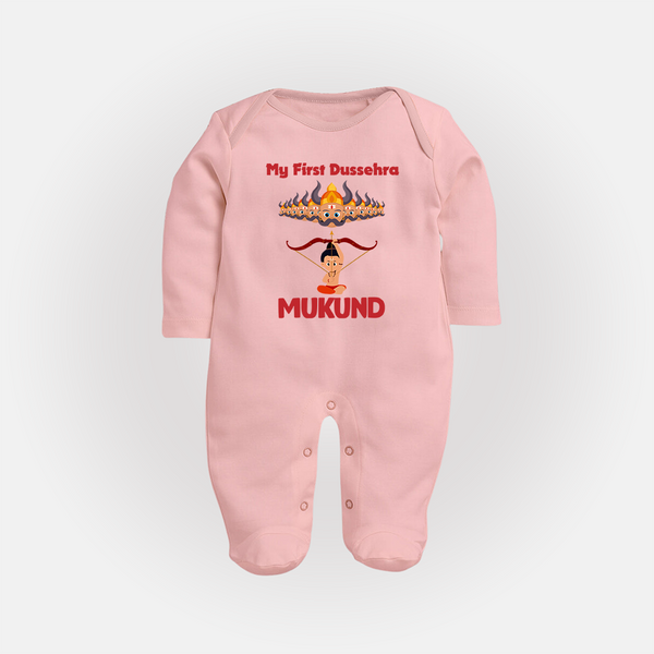 My First Dussehra Lanka Battle Full Body Suit - BABY PINK - New Born (Chest 7.5")
