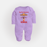 Arrow of Goodness My First Dussehra Sleep Suit | Custom Festival Baby Sleep Suit - LILAC - New Born (Chest 7.5")