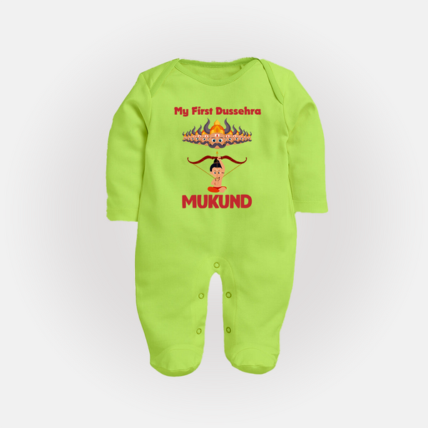 My First Dussehra Lanka Battle Full Body Suit - LIME GREEN - New Born (Chest 7.5")