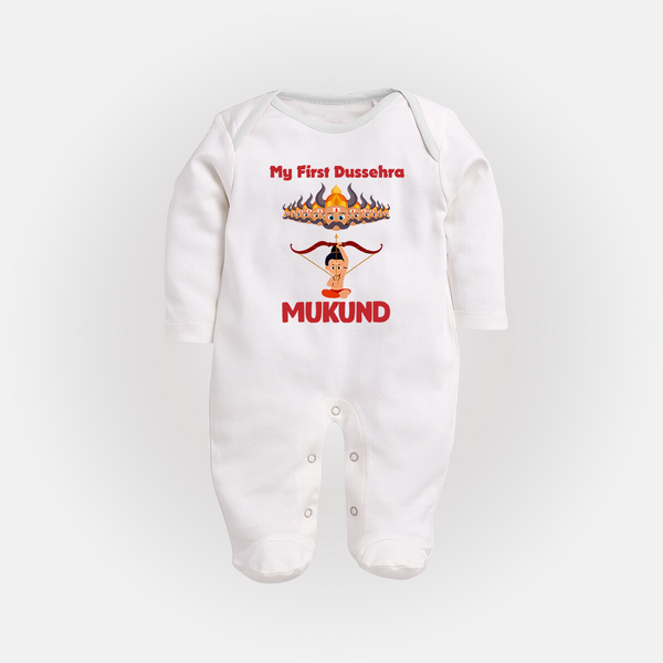 My First Dussehra Lanka Battle Full Body Suit - WHITE - New Born (Chest 7.5")