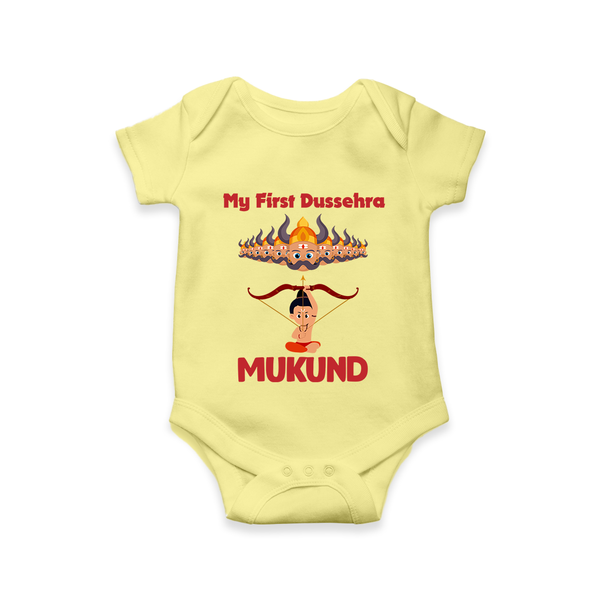 My First Dussehra Lanka Battle Romper - PASTEL YELLOW - New Born (Chest 14")