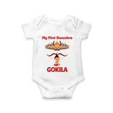 Arrow of Goodness My First Dussehra Romper | Custom Festival Baby Romper - WHITE - New Born (Chest 14")