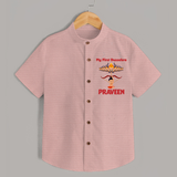 Arrow of Goodness My First Dussehra Shirt | Custom Festival Baby Shirt - PEACH - 0 - 6 Months Old (Chest 23")