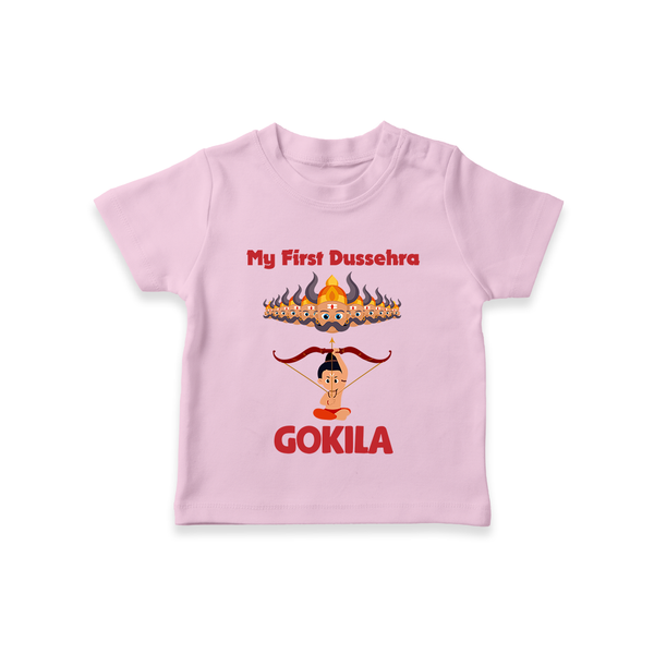 Arrow of Goodness My First Dussehra Tshirt | Custom Festival Baby Tshirt - BABY PINK - 0-5 Months Old (Chest 17")