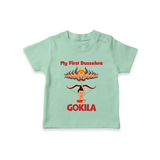 Arrow of Goodness My First Dussehra Tshirt | Custom Festival Baby Tshirt - MINT GREEN - 0-5 Months Old (Chest 17")