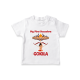 Arrow of Goodness My First Dussehra Tshirt | Custom Festival Baby Tshirt - WHITE - 0-5 Months Old (Chest 17")